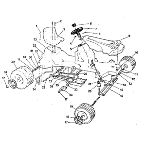 Replacement Parts Diagram and Parts List for 4183  Power Wheels Ride-On Cars